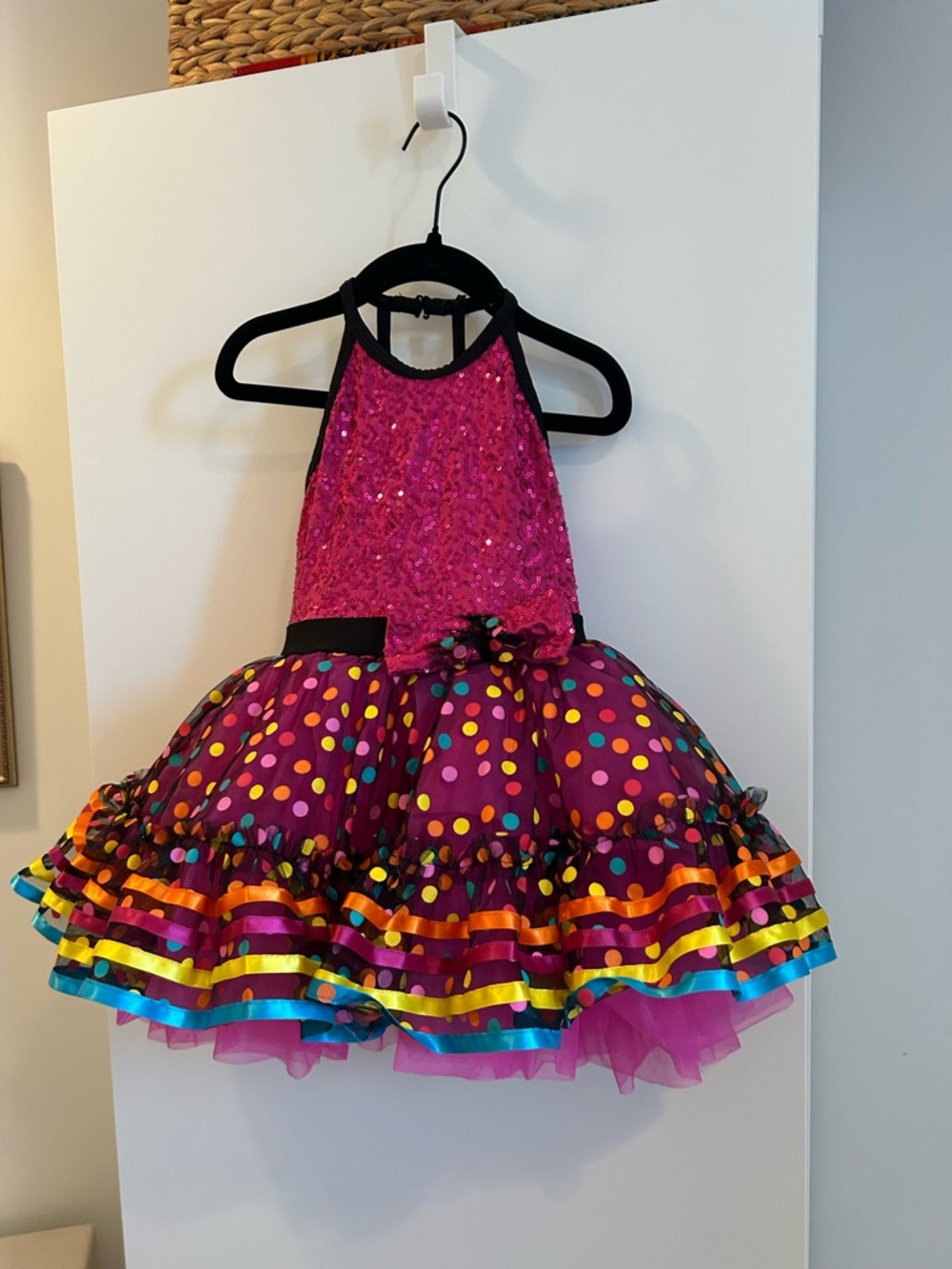 Revolution Hot Pink Sequin Polka Dot Performance Tutu Dance Dress - Size SC - Picture 2 of 14